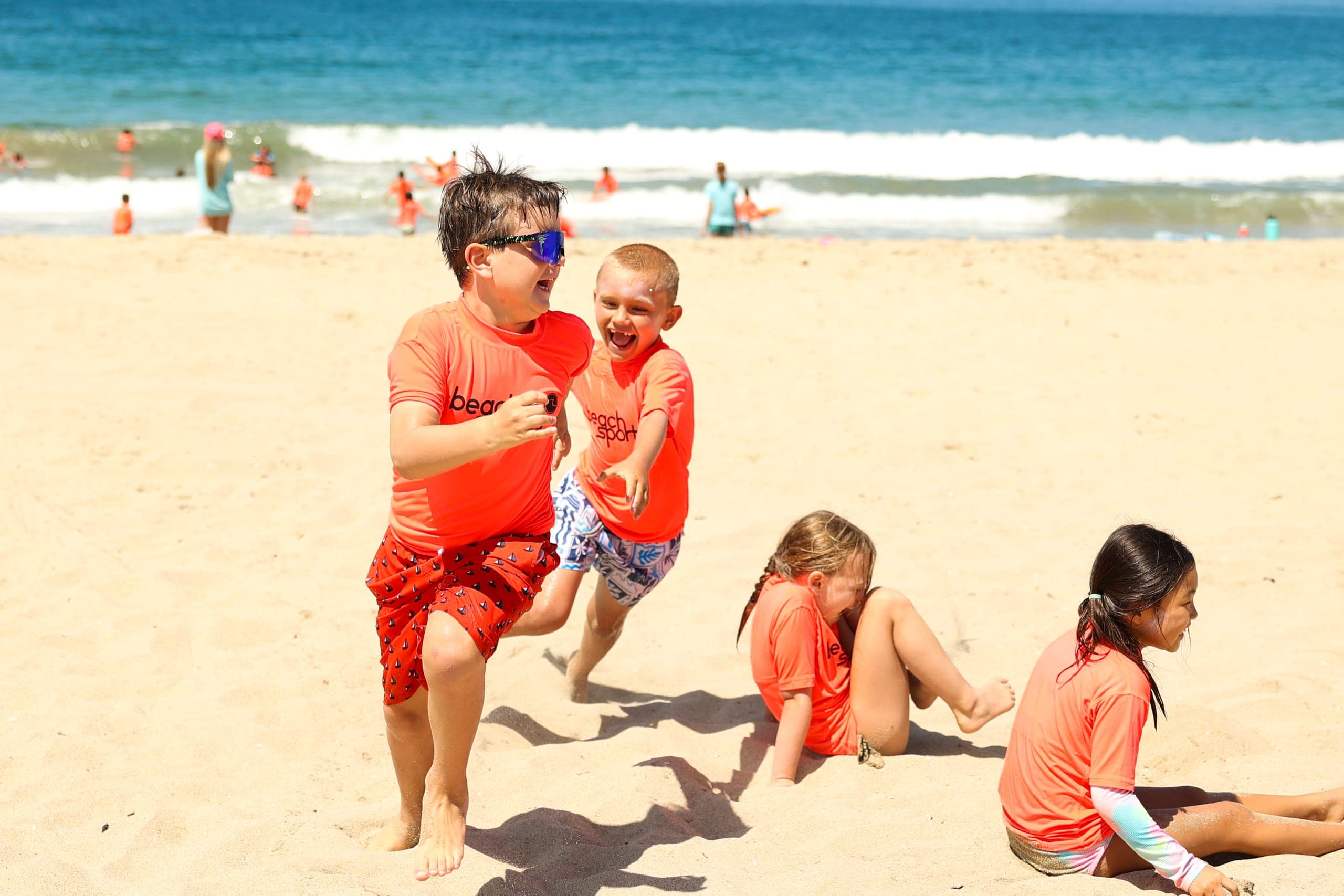 Campers enjoying a sunny day at Beach Camp